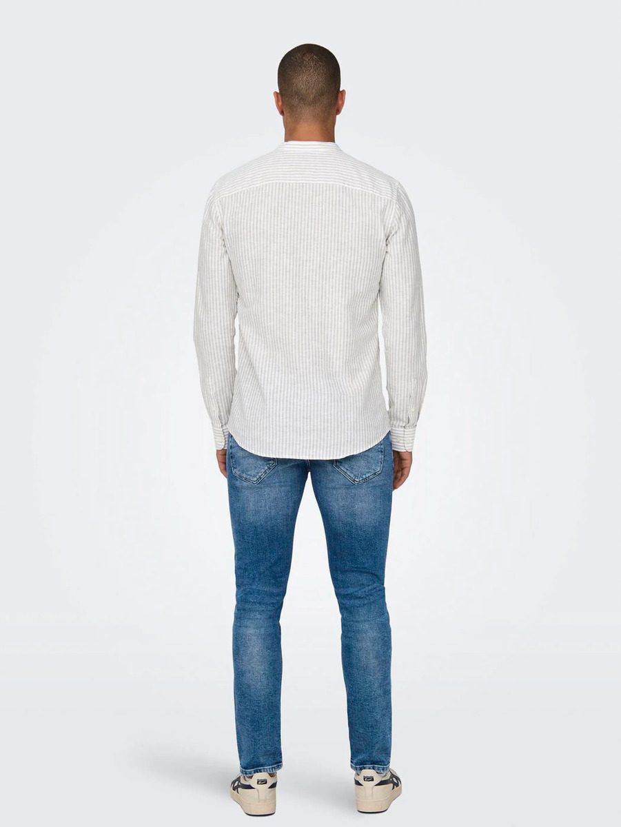 Bild 2 von Only&Sons ONSCAIDEN LS MAO STRIPE LINEN Baumwollhemd
                 
                                                        Weiß