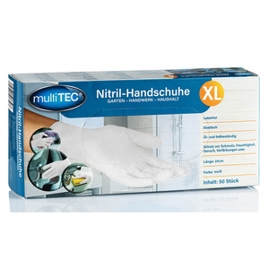 Multitec Nitril-Einweghandschuhe, Weiß, Größe XL - 50er-Pack