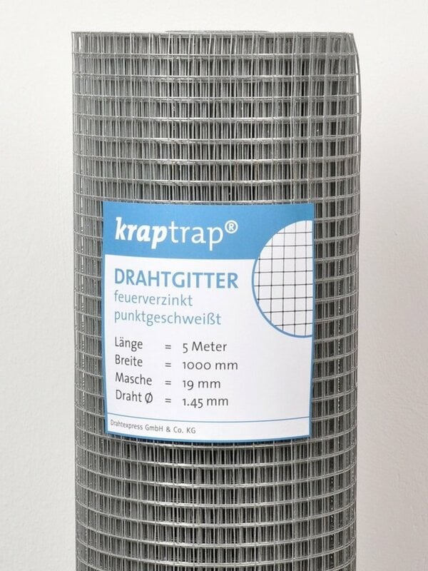 Bild 1 von Kraptrap® Voliere »Volierendraht Drahtgitter I Käfigdraht Schweißgitter I 19x19mm 1 m hoch I 1,45mm stark Drahtzaun mardersicher«, feuerverzinkt