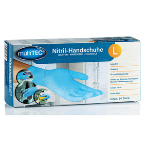 Multitec Nitril-Einweghandschuhe, Blau, Größe L - 50er Pack