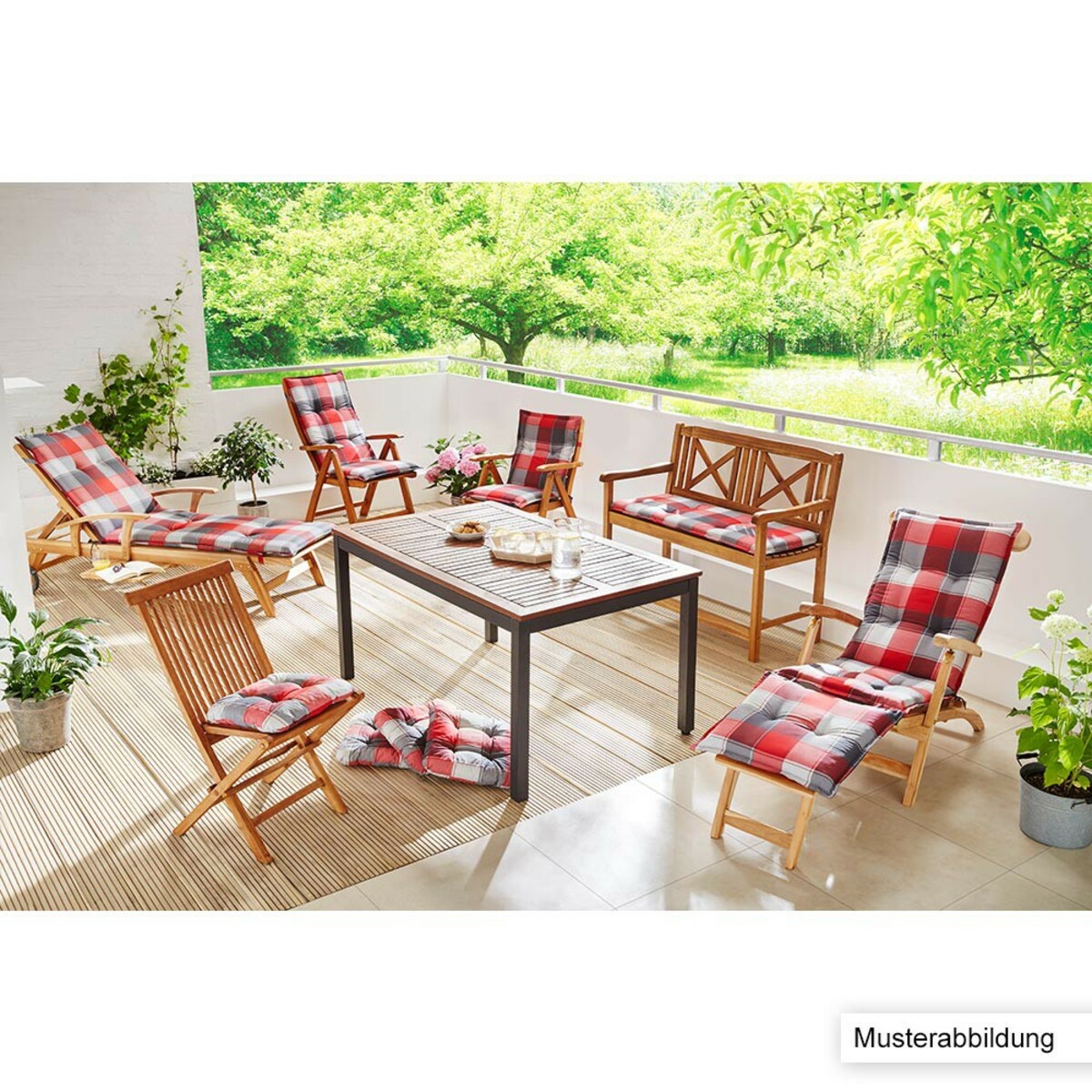 Bild 2 von Solax-Sunshine Deckchair-Auflage, Karo-Rot-Grau