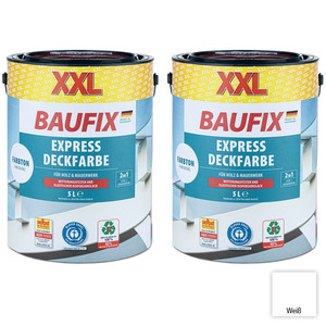 Baufix XXL-Express-Deckfarbe 5 Liter, Weiß - 2er-Set