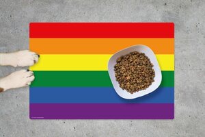 cover-your-desk.de Napf »Napfunterlage, Futtermatte für Hunde und Katzen „Flagge Regenbogen“ aus Premium Vinyl - rutschhemmend, abwaschbar, reißfest - Made in Germany«