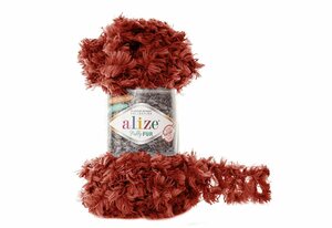 Alize »100g Strickgarn ALIZE Puffy Fur Uni, Fransenstrickgarn Fingerstrick-Wolle ohne Nadel Farbwahl« Häkelwolle, 6118 terra