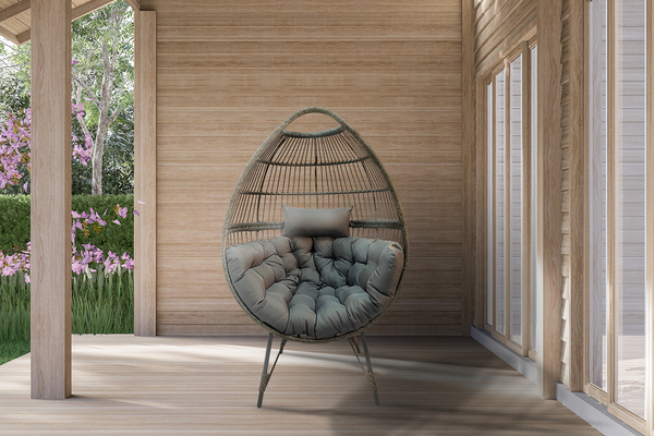 Bild 1 von schütte Home & Living Rattan Loungesessel mit Polsterauflage grau