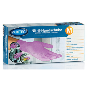 Multitec Nitril-Einweghandschuhe, Rosa, Größe M - 50er-Pack