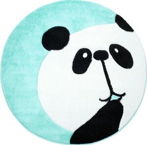 Carpet City Kinderteppich Bueno Kids 1389, rund, 13 mm Höhe, Panda Bär in pastell Farben