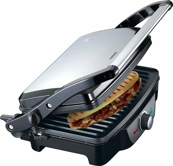 Bild 1 von MELISSA Kontaktgrill 16240108 Kontaktgrill Tischgrill Sandwichtoaster Panini Maker vollständig aufklappbar 1600 Watt Power Für Toast, Snacks oder Fleisch. Passt sich jeder Größe an, 1600 W