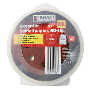 Kraft Werkzeuge Exzenter-Schleifpapier Ø 125 mm #320 & #600 50 tlg