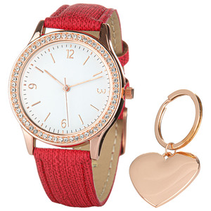 Chronique Armbanduhr-Geschenkset, für Damen - Rot