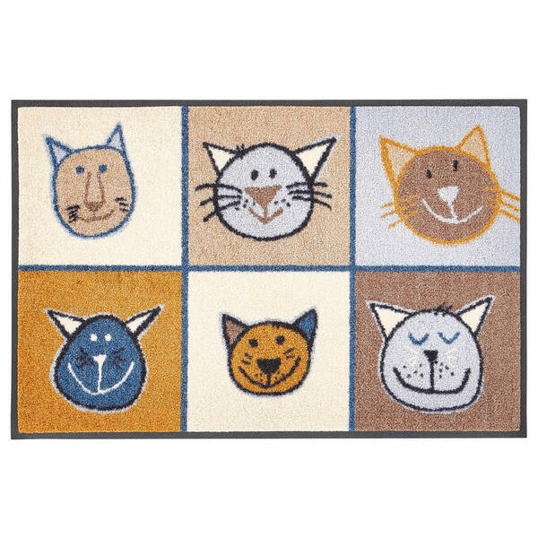 Bild 1 von Esposa Fußmatte 50/75 cm katze braun, multicolor, beige , Miau Miau , Textil , 50x75 cm , Velours , rutschfest, für Fußbodenheizung geeignet , 004336003189