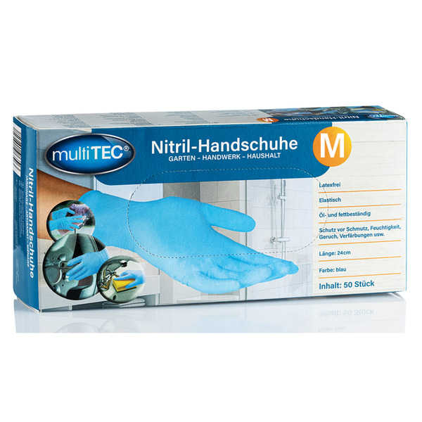 Bild 1 von Multitec Nitril-Einweghandschuhe, Blau, Größe M - 50er-Pack