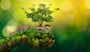 Bild 1 von Papermoon Fototapete hand mit Baum und Tieren, Vliestapete, hochwertiger Digitaldruck, inklusive Kleister
