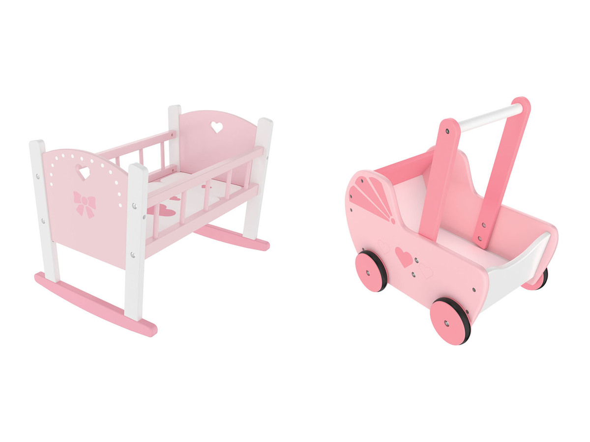 Bild 1 von Playtive Puppenwiege / Puppenwagen, aus Echtholz