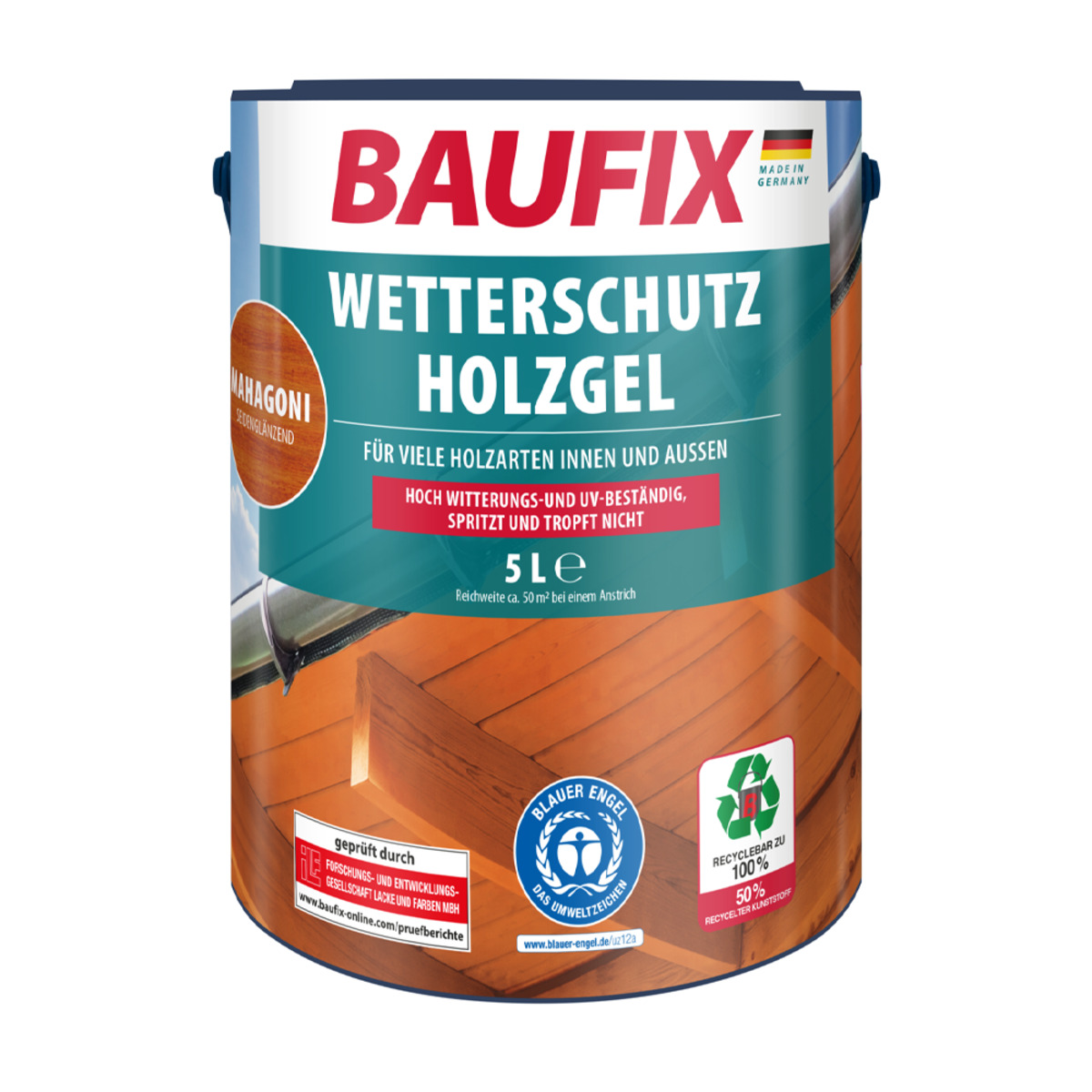 Bild 1 von Baufix Wetterschutz-Holzgel 5 L, mahagoni