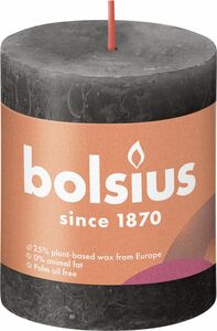 Bolsius Rustik Stumpenkerze
, 
stürmisches grau, Höhe: 8 cm, Ø 6,8 cm
