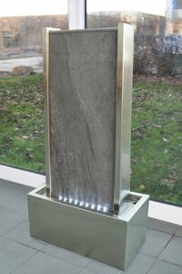 Köhko Zimmerbrunnen »KÖHKO® Wasserwand ca. 78 CM Kombination aus Naturstein und Edelstahl Wasserfall mit LED-Beleuchtung«