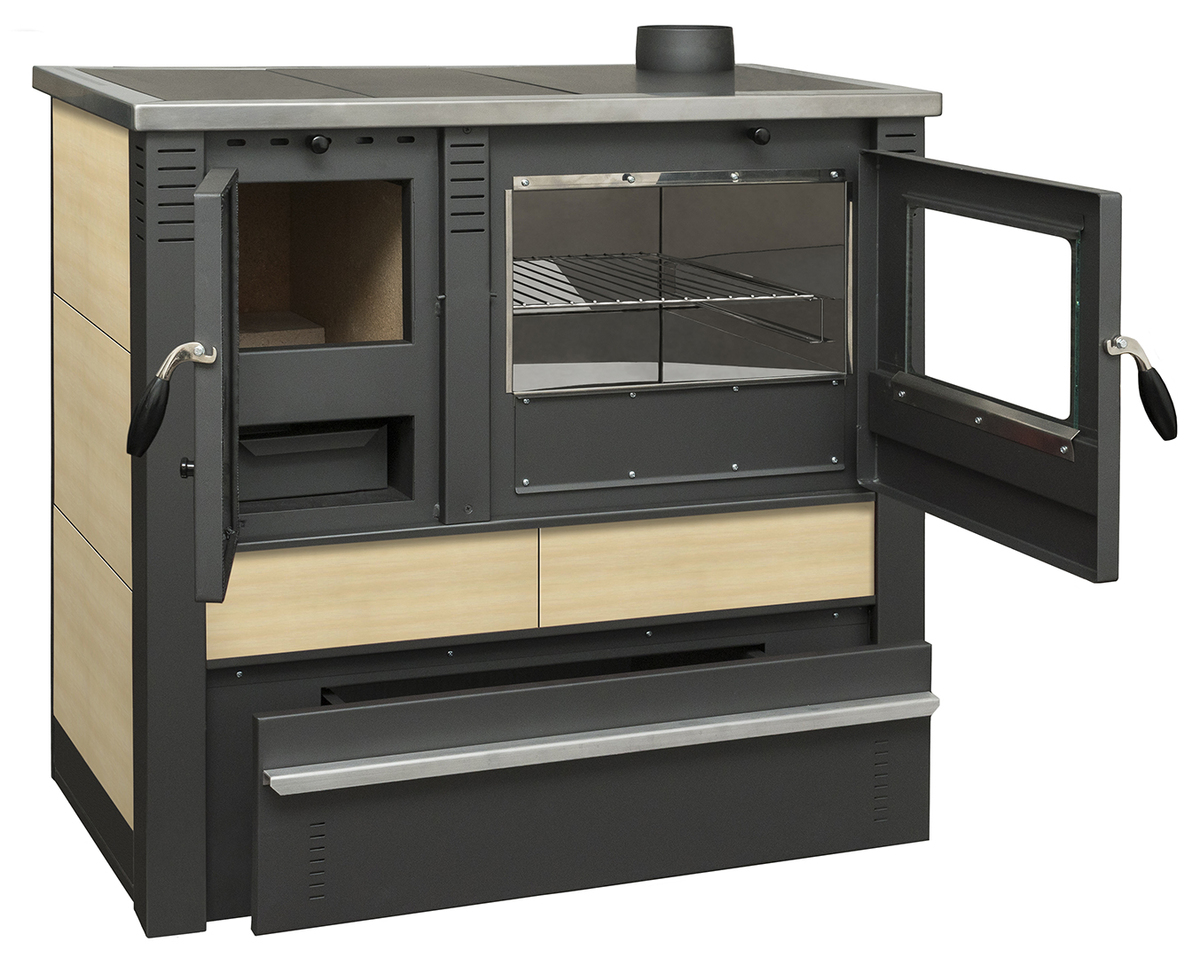 Bild 2 von Pro Termo doo Küchenherd Holzofen PANONIA mit Kacheln creme - 10,5 kW Dauerbrandherd - rechte Versio