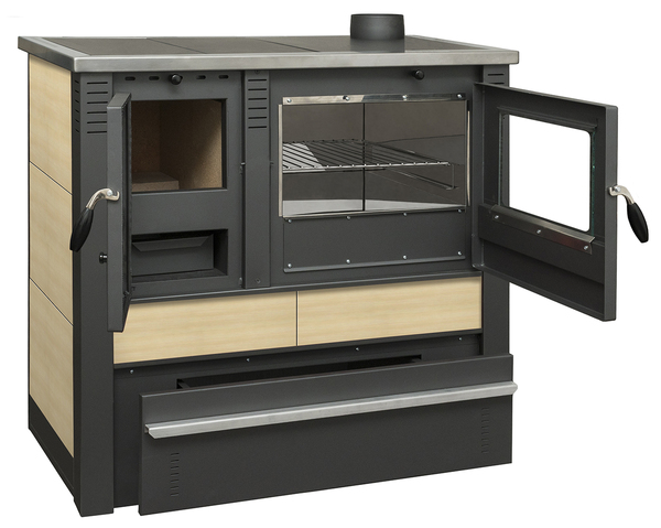 Bild 2 von Pro Termo doo Küchenherd Holzofen PANONIA mit Kacheln creme - 10,5 kW Dauerbrandherd - rechte Versio