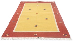 morgenland Wollteppich Kelim Teppich handgewebt beige, rechteckig, 6 mm Höhe, Kurzflor