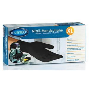 Multitec Nitril-Einweghandschuhe, Schwarz, Größe XL - 50er-Pack