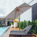 Bild 2 von Outsunny Sonnenschirm Knickbarer Gartenschirm Strandschirm 3-stufig einstellbar Holz+Polyester Grau