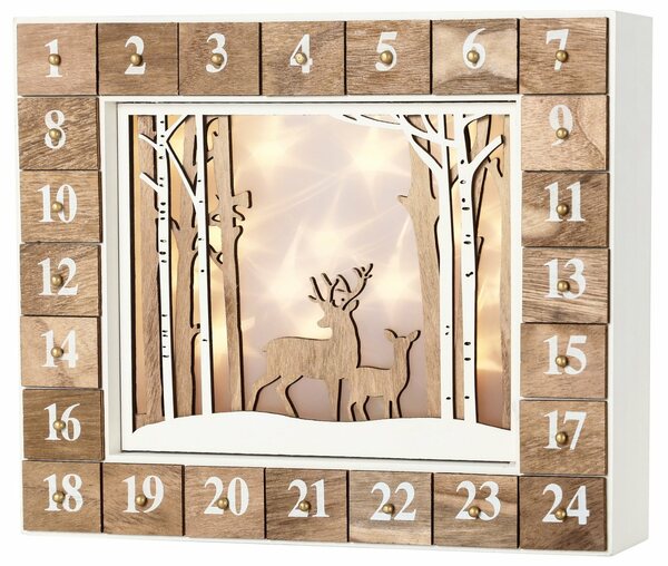 Bild 1 von BRUBAKER befüllbarer Adventskalender »Wiederverwendbarer Weihnachtskalender zum Befüllen«, Weiße Winterlandschaft mit LED Beleuchtung - 35,5 x 6 x 27 cm