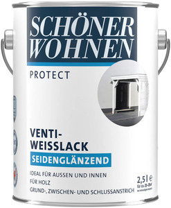 SCHÖNER WOHNEN-Kollektion Weißlack Protect Venti-Weisslack, (1), seidenglänzend, 2500 ml