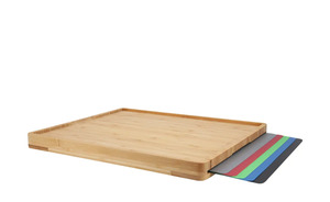 KHG Schneidebrett mit Unterlagen holzfarben Holz, Kunststoff, Bambus Maße (cm): B: 33 H: 3,5 Küchenzubehör