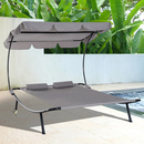 Bild 4 von Outsunny Doppelliege Sonnenliege Relaxliege rollbar mit Dach Stahl Grau 200 x 170 x 134 cm