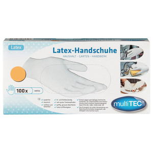Multitec Latex-Einmalhandschuhe, Weiß, Größe M - 100er Set
