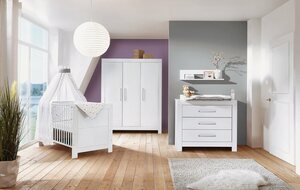 Schardt Babyzimmer-Komplettset »Nordic White«, (Set, 3-St), Made in Germany; mit Kinderbett, Schrank und Wickelkommode