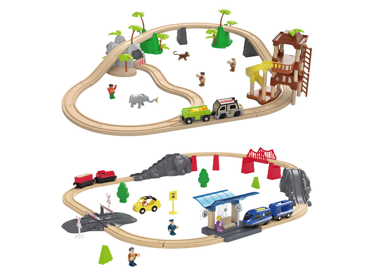 Bild 1 von Playtive Eisenbahnset Dschungel / Passagierzug, aus Buchenholz