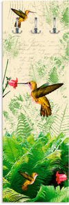 Artland Garderobe »Kolibri«, platzsparende Wandgarderobe aus Holz mit 3 Haken, geeignet für kleinen, schmalen Flur, Flurgarderobe