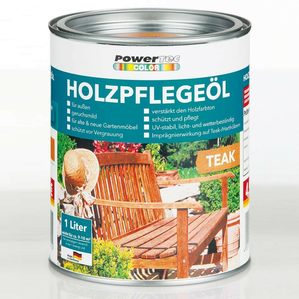 Bild 1 von Powertec Color Holzpflegeöl, 1 Liter, Teak