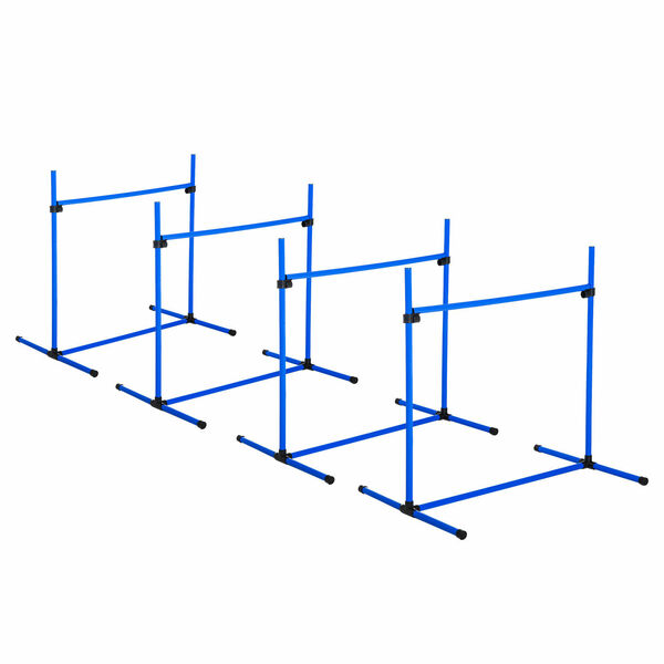 Bild 1 von PawHut Agility Hürdenset Slalom Stangen Hunde Training Set 4 x Hürden, Kunststoff, Blau, 95x65x95cm