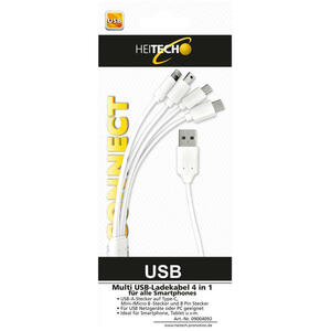 Heitech Multi USB-Ladekabel 4in1 weiß
