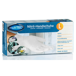 Multitec Nitril-Einweghandschuhe, Weiß, Größe L - 50er-Pack