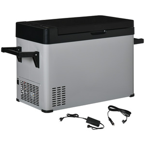 Outsunny Kühlbox Auto 50L mit LCD-Anzeige 2 Modi Kompressor Autokühlschrank mit Griffe Boot Camper R