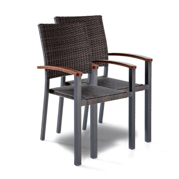 Bild 2 von Solax-Sunshine Geflecht-Stapelstuhl "Genua" - Braun 2er Set