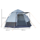 Bild 4 von Outsunny Camping Zelt 3-4 Personen Zelt Familienzelt Kuppelzelt 210T PU3000mm einfache Einrichtung f