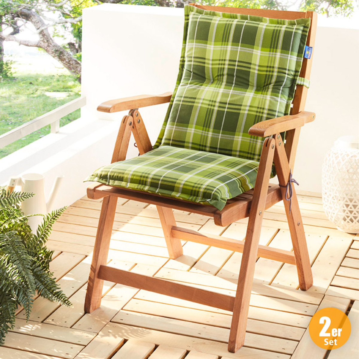 Bild 1 von Solax-Sunshine Niedriglehner-Polsterauflage - Lindgrün/Grün, 2er-Set