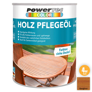 Powertec Color Holz-Pflegeöl, Bangkirai - 4er-Set