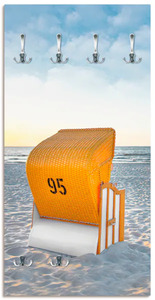 Artland Garderobe »Ostsee7 - Strandkorb«, platzsparende Wandgarderobe aus Holz mit 6 Haken, geeignet für kleinen, schmalen Flur, Flurgarderobe