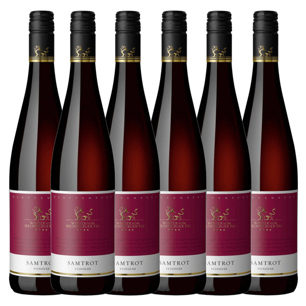 Bild 1 von Winzer vom Weinsberger Tal Samtrot Qualitätswein feinherb 0,75 l 6er Karton