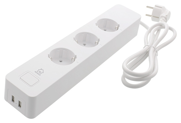 Bild 1 von DELTACO Smart Home 3er Steckdosenleiste mit 2 USB Ports, weiß