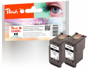 Peach Doppelpack Tintenpatronen schwarz kompatibel zu Canon PG-540XL