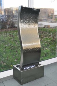 Köhko Zimmerbrunnen »KÖHKO® Wasserwand ca. 97 CM in Wellenform aus Edelstahl Wasserspiel LED-Beleuchtung«