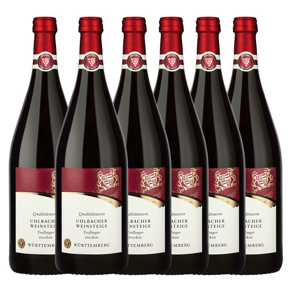 Bild 1 von Uhlbacher Weinsteige Trollinger Qualitätswein trocken 6er Karton