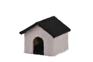Rohrschneider Katzenhaus mit Plüschdach grau-schwarz